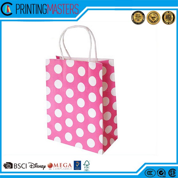 Metal Button Flat Handle Cheap Paper Bag 