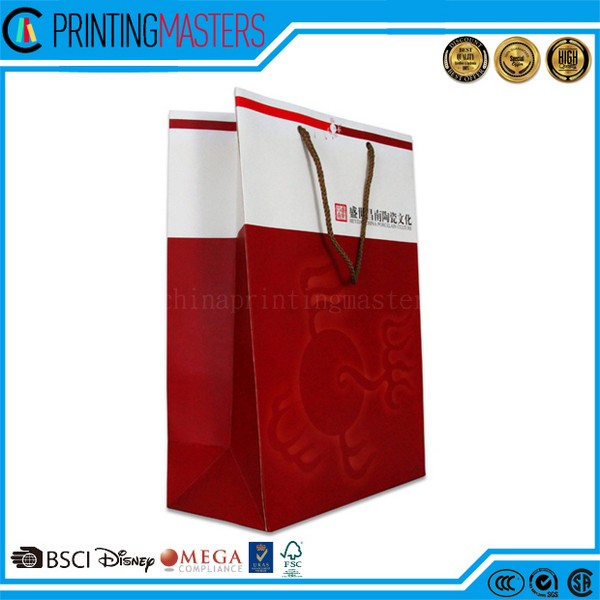 Metal Button Flat Handle Cheap Paper Bag 