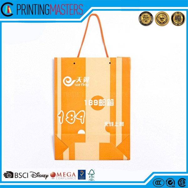 Best Quality Promotional Paper Bags Shopping With Ribbon Handles 