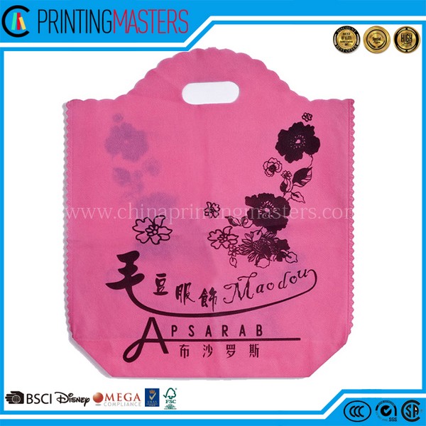 Pink Beautiful Printing Felt Christmas Gift Bags